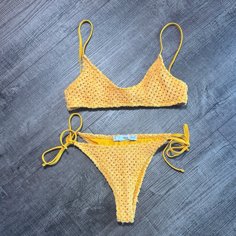 Mango Mustard Crochet Bikini Set